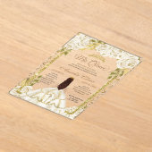 Ivory White Floral Princess Gold Arch Quinceanera Acryl Uitnodigingen (Laagn)