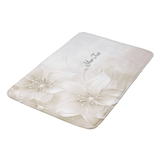 Ivory White Flowers Bath Mat (Gekanteld)