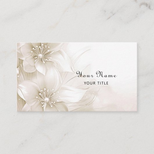 Ivory White Flowers Business Card Visitekaartje (Voorkant)
