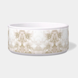 Ivory White Flowers Ceramic Pet Bowl Voerbakje