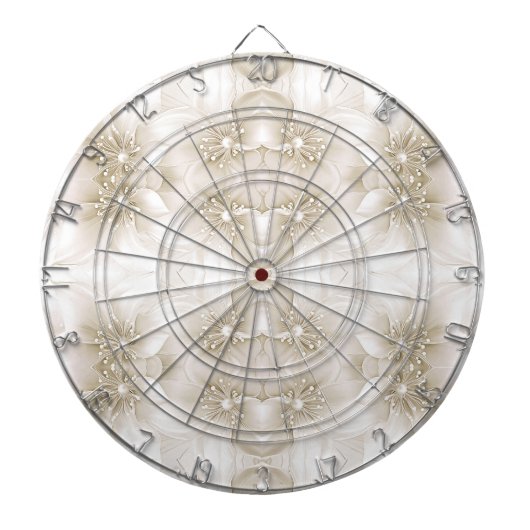 Ivory White Flowers Dartboard Dartbord (Voorkant)