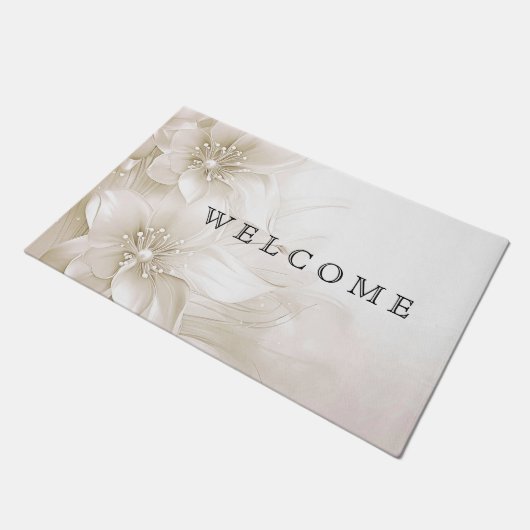 Ivory White Flowers Doormat Deurmat (Schuin)