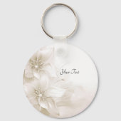 Ivory White Flowers Keychain (Voorkant)