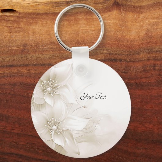Ivory White Flowers Keychain (Achterkant)
