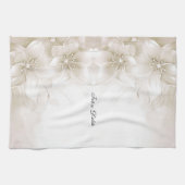 Ivory White Flowers Kitchen Towels Theedoek (Horizontaal)