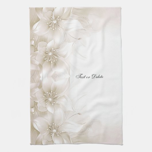 Ivory White Flowers Kitchen Towels Theedoek (Verticaal)