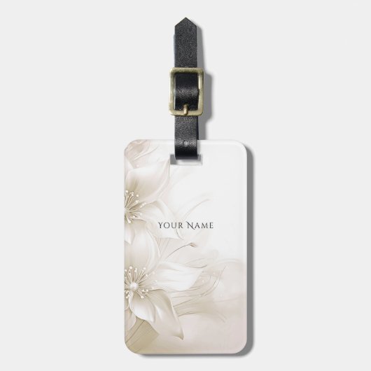 Ivory White Flowers Luggage Tag Bagagelabel (Voorkant verticaal)