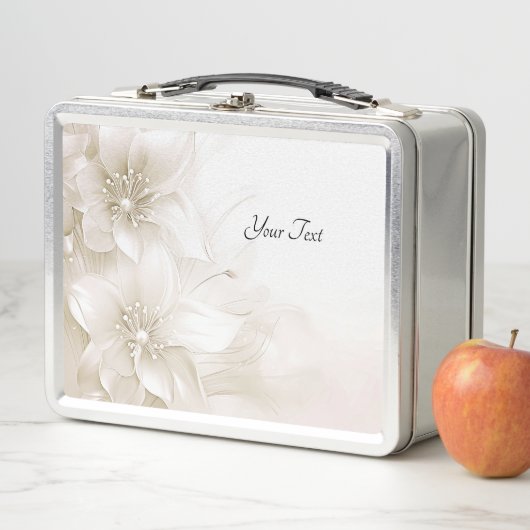 Ivory White Flowers Lunchbox (In situ)