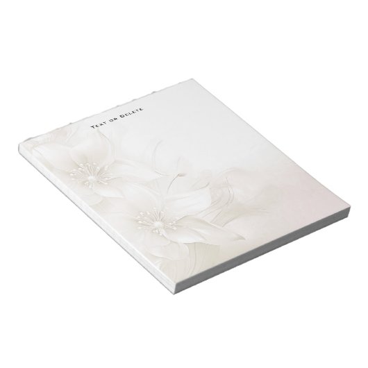 Ivory White Flowers Notepad Notitieblok (Schuin)