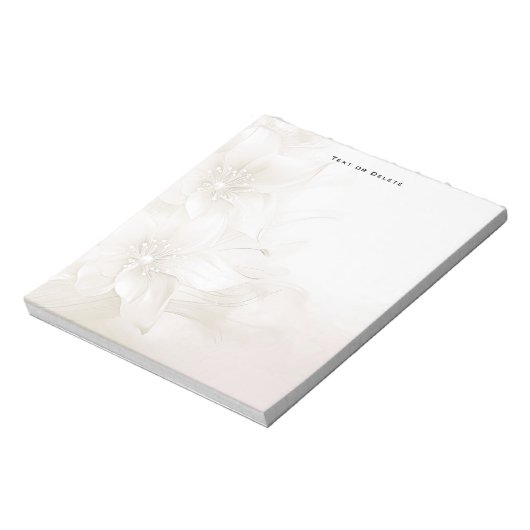 Ivory White Flowers Notepad Notitieblok (Linkerzijde)