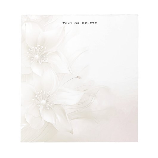 Ivory White Flowers Notepad Notitieblok (Voorkant)
