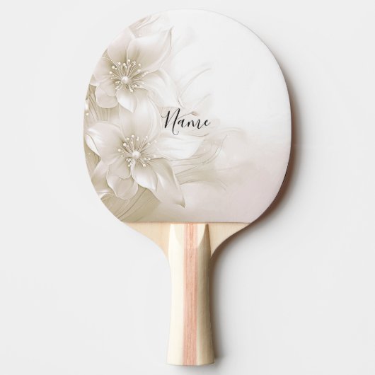 Ivory White Flowers Ping Pong Paddle Tafeltennisbatje (Voorkant)