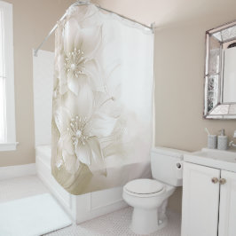 Ivory White Flowers Shower Curtain Douchegordijn
