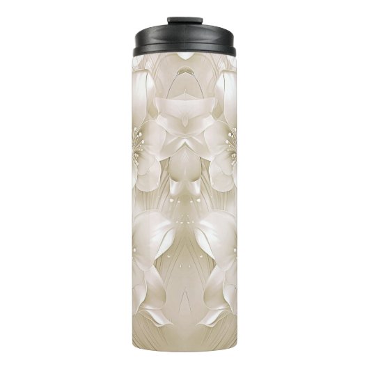 Ivory White Flowers Thermal Tumbler Thermosbeker (Voorkant)