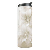 Ivory White Flowers Thermal Tumbler Thermosbeker (Gedraaid links)