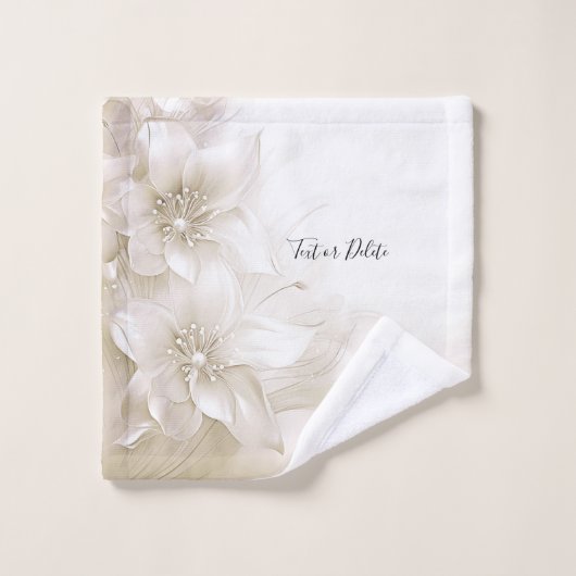 Ivory White Flowers Towel Set Bad Handdoek (Wasdoekje)