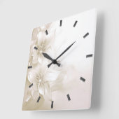 Ivory White Flowers Wall Clock Vierkante Klok (Hoek)