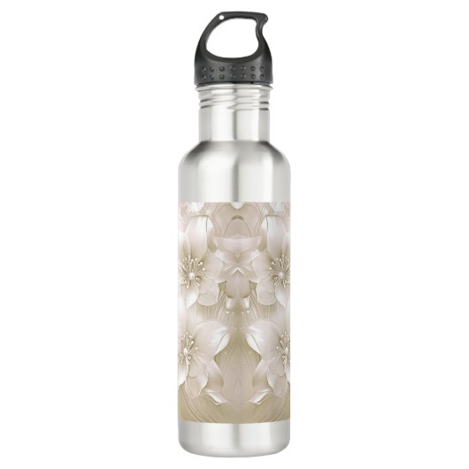Ivory White Flowers Water Bottle Waterfles (Voorkant)