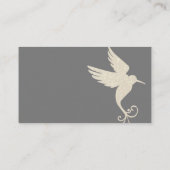 Ivory White Glitter Kolibrie op Houtskool Grijs Visitekaartje (Achterkant)