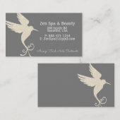 Ivory White Glitter Kolibrie op Houtskool Grijs Visitekaartje (Voorkant / Achterkant)