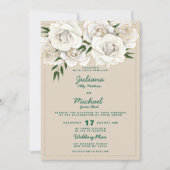 Ivory white gold glitter roses floral Wedding  Kaart (Voorkant)