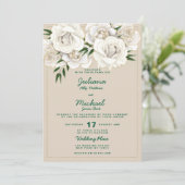 Ivory white gold glitter roses floral Wedding  Kaart (Staand voorkant)