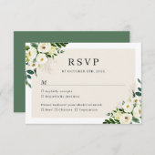Ivory White Greenery Floral Elegant Wedding RSVP Kaartje (Voorkant / Achterkant)