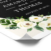 Ivory White Greenery Flowers Weddenschap Welkomstt Poster (Hoek)