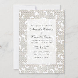 Ivory & White Lace Wedding Kaart