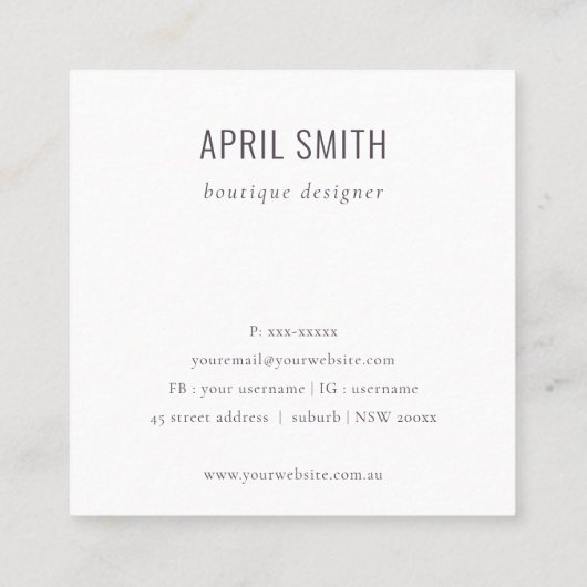 Ivory White Leather Texture Bedankt voor uw bestel Vierkante Visitekaartje (Achterkant)