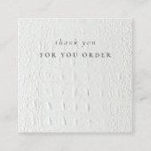 Ivory White Leather Texture Bedankt voor uw bestel Vierkante Visitekaartje (Voorkant)