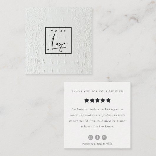 Ivory White Leather Texture Review Request Vierkante Visitekaartje (Voorkant / Achterkant)