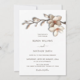 Ivory White Magnolia Textural Flower Wedding Kaart