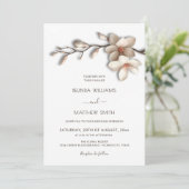 Ivory White Magnolia Textural Flower Wedding Kaart (Staand voorkant)