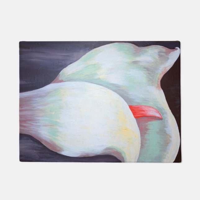 Ivory White Orchid met Lila Lemon Hues Deurmat (Voorkant)