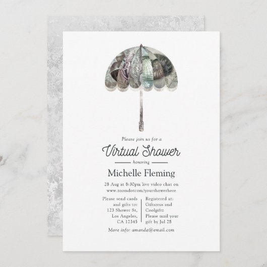 Ivory White  Parasol Virtual Shower Kaart (Voorkant / Achterkant)
