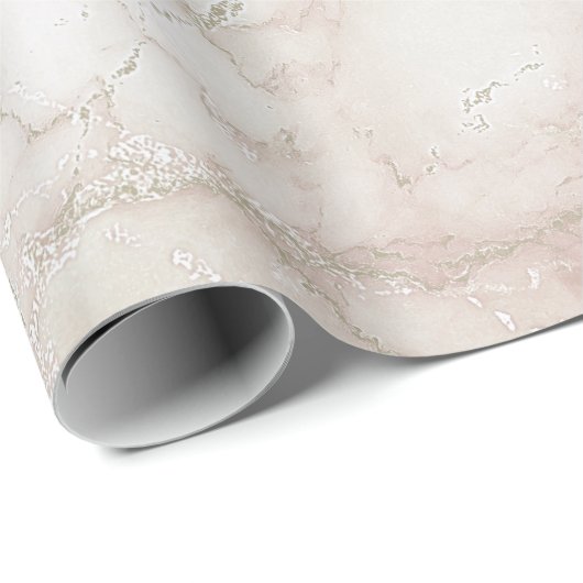 Ivory White Pink Grey Silver Marble Stone Creamy Cadeaupapier (Rol Hoek)