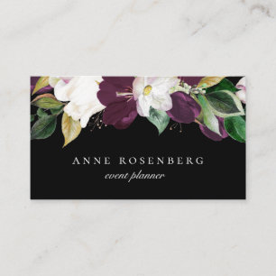 Ivory White Plum Paars Floral Black Visitekaartje