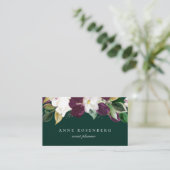 Ivory White Plum Paars Floral Emerald Visitekaartje (Staand voorkant)