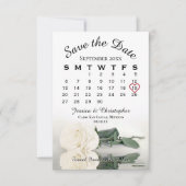 Ivory White Rose Elegant Wedding Calendar Save The Date (Voorkant)