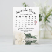 Ivory White Rose Elegant Wedding Calendar Save The Date (Staand voorkant)