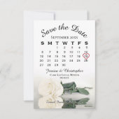 Ivory White Rose Elegant Wedding Calendar Save The Date (Voorkant)