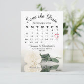 Ivory White Rose Elegant Wedding Calendar Save The Date (Staand voorkant)