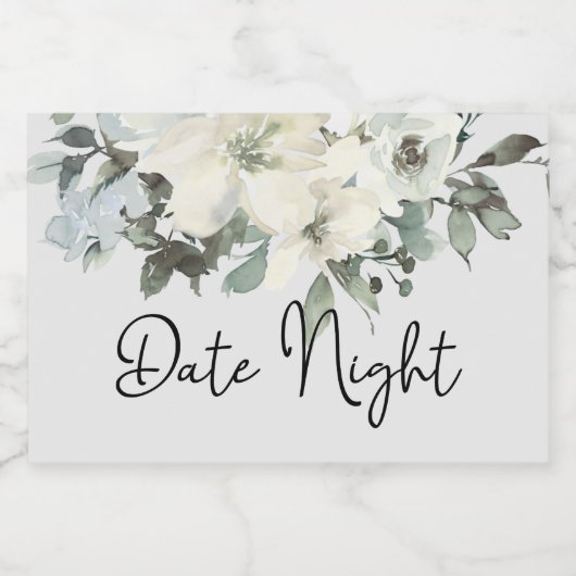 Ivory White Roses Floral Datum avond juistheid voe Voedselcontainer Etiket (Enkel label)
