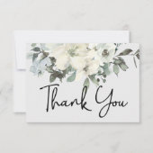 Ivory White Roses Floral Elegant Bedankkaart (Voorkant)