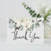 Ivory White Roses Floral Elegant Bedankkaart (Staand voorkant)