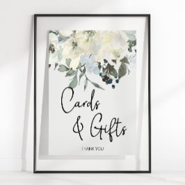 Ivory White Roses Floral Kaart & Gifts Poster