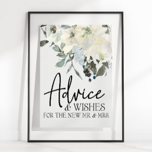 Ivory White Roses Floral Kaart & Gifts Poster