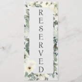 Ivory White Roses Floral Reserved Seating Menu (Voorkant)