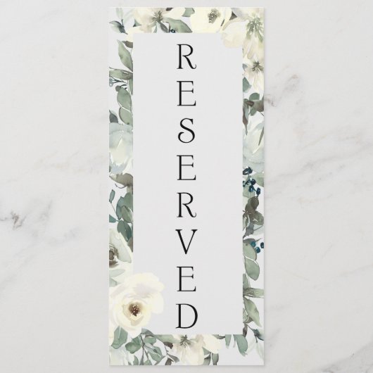 Ivory White Roses Floral Reserved Seating Menu (Achterkant)